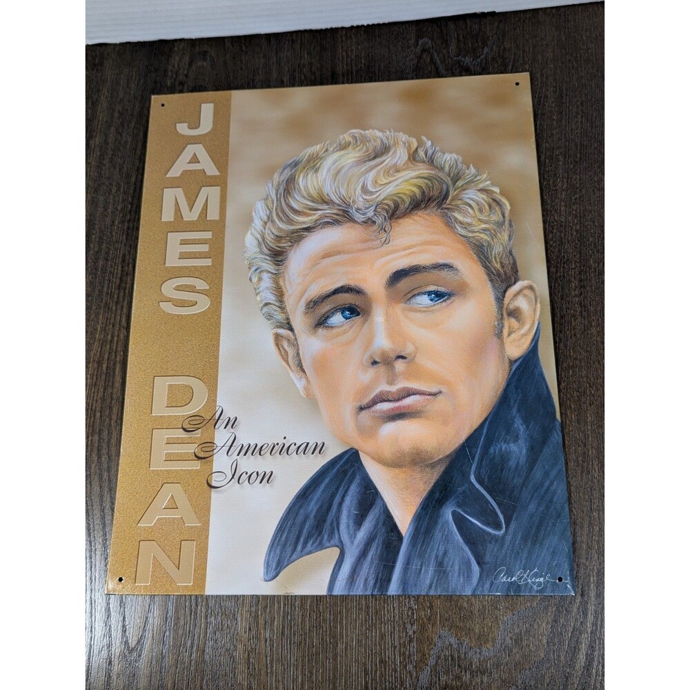 90s VTG JAMES DEAN An American Icon Metal Sign 12.5x16 50s Nostalgia Collectible
